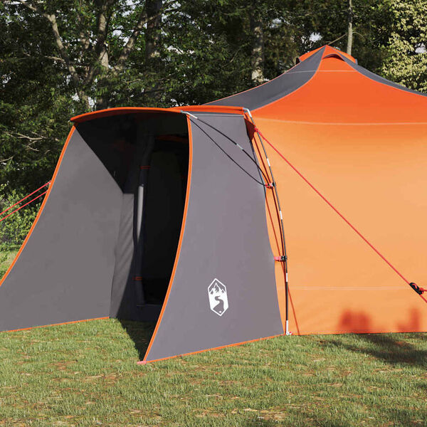 vidaXL Tipi Tent with Roof Grey and Orange 492 x 492 x 275 cm Fabric