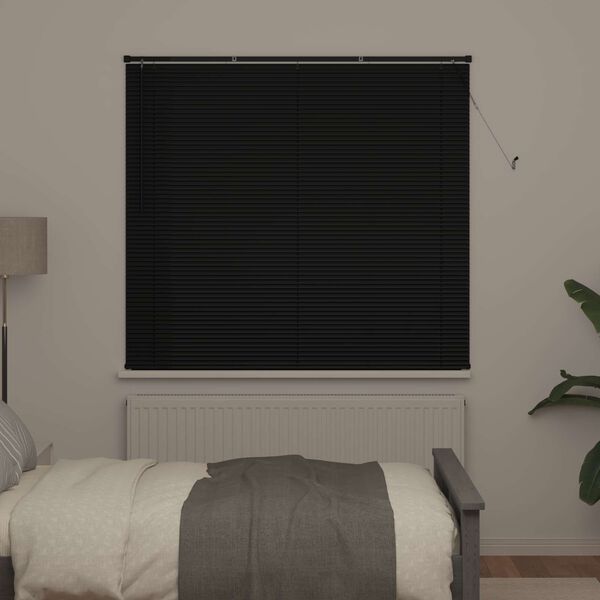 vidaXL Venetian Blind Manual Adjustable Black 150 x 140 cm PVC