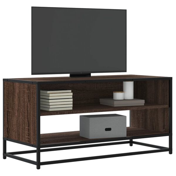 vidaXL TV Cabinet Brown Oak 91x40x46 cm Engineered Wood and Metal