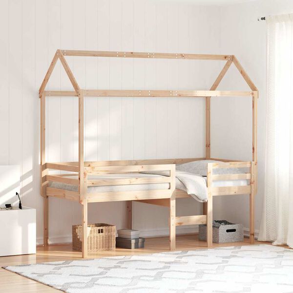 vidaXL High Sleeper Bed without Mattress 80x200 cm Solid Wood Pine