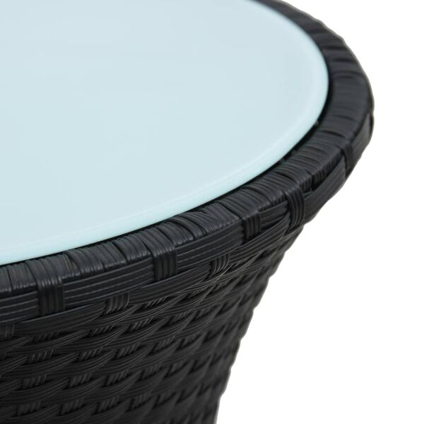 vidaXL Garden Side Table Drum Shape Black Poly Rattan
