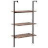 vidaXL 3-Tier Leaning Shelf Dark Brown and Black 64x35x120.5 cm