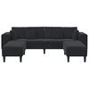 vidaXL Velvet Sofa with Cushion 3 pcs Black 208 cm Velvet