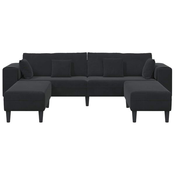 vidaXL Velvet Sofa with Cushion 3 pcs Black 208 cm Velvet