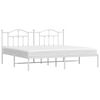 vidaXL Metal Bed Frame without Mattress with Headboard White 193x203cm