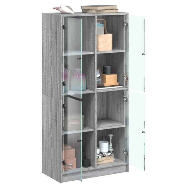 vidaXL Highboard with Doors Grey Sonoma 68x37x142 cm Engineered Wood