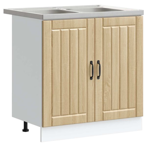 vidaXL Sink Base Cabinet Lucca 2 pcs Sonoma Oak Engineered Wood