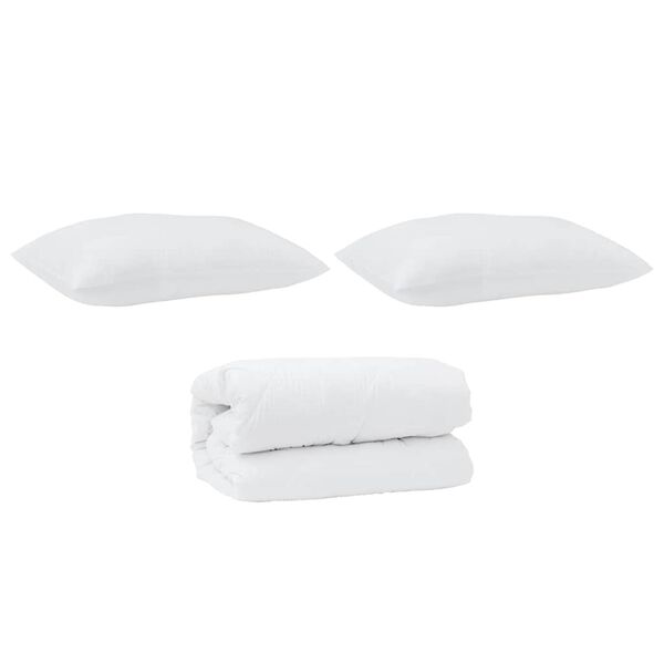 vidaXL Duvet with Pillow 3 pcs White Microfibre