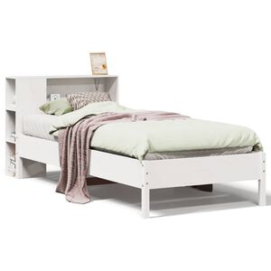 vidaXL Bookcase Bed without Mattress White 75x190 cm Small Single Solid Wood Pine