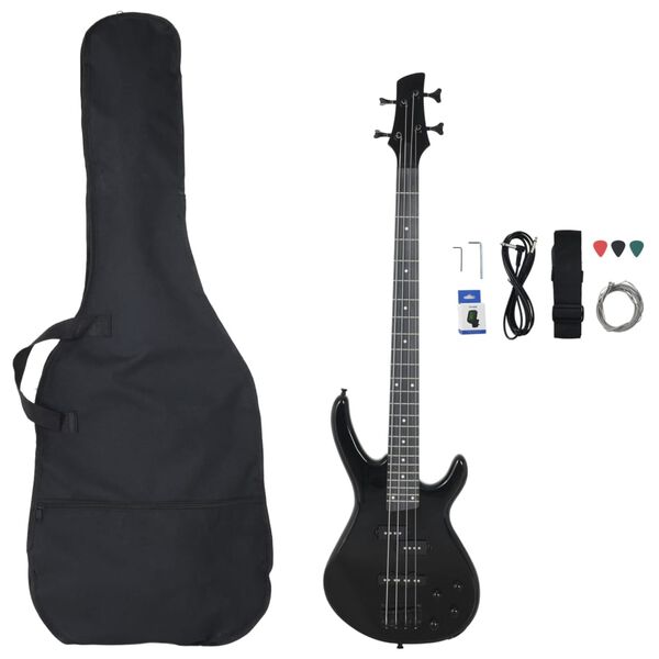 vidaXL Electric Bass Guitar for Beginner with Bag Black 4/4 46"
