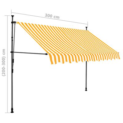 vidaXL Manual Retractable Awning with LED 300 cm White and Orange