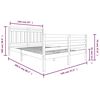 vidaXL Bed Frame without Mattress White Solid Wood 140x200 cm (810431+814095)