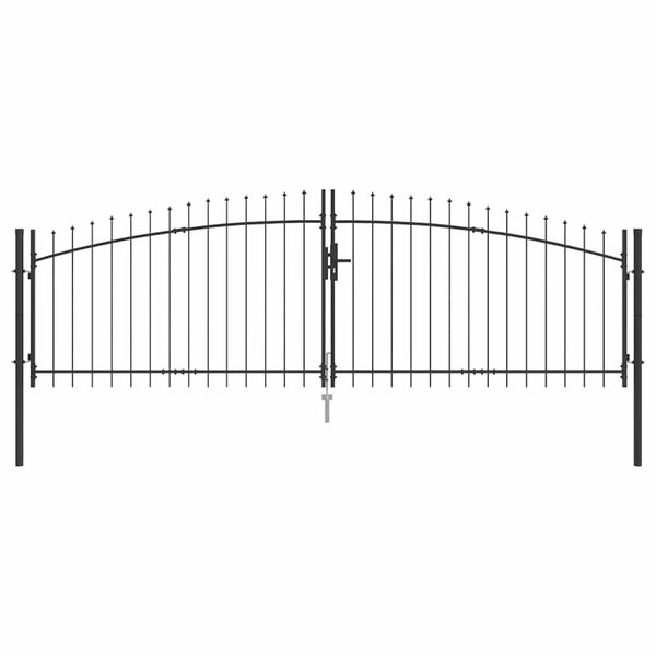 vidaXL Double Gate with Lock Woerden Grey 400 x 174.5 cm Steel