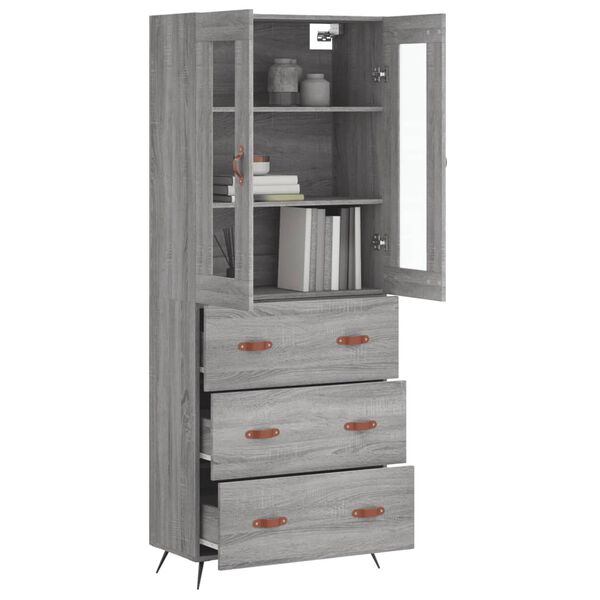 vidaXL Highboard Grey Sonoma 69.5x34x180 cm Engineered Wood