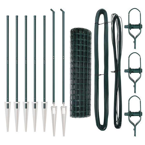 vidaXL Fence with Post Green 1.4 x 10 m Steel and PVC