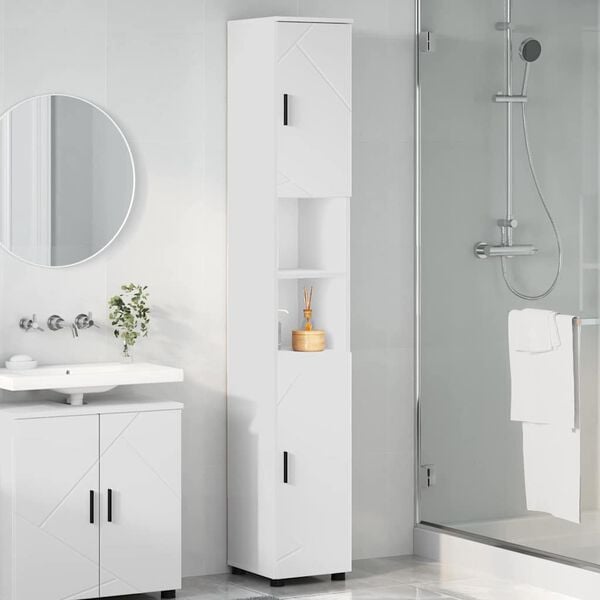 vidaXL Bathroom Cabinet White 30 x 35 x 192 cm Engineered wood & Metal