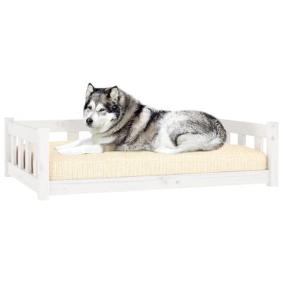 vidaXL Dog Bed White 105.5x75.5x28 cm Solid Wood Pine
