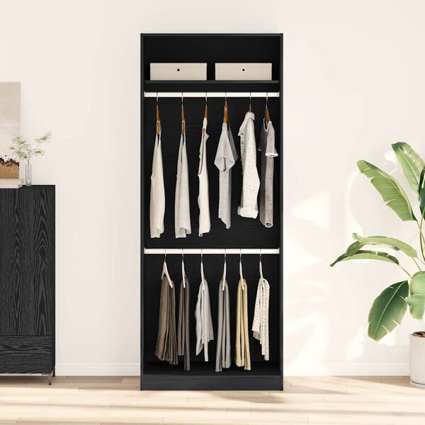 vidaXL Wardrobe Black oak 80 x 50 x 200 cm Engineered Wood