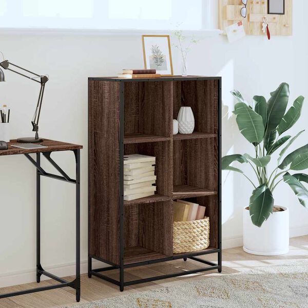 vidaXL Book Cabinet Brown Oak 65.5x33x107.5 cm Engineered Wood