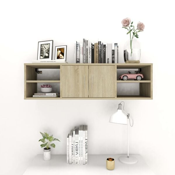 vidaXL Wall Shelf Sonoma Oak 102x30x29 cm Engineered Wood