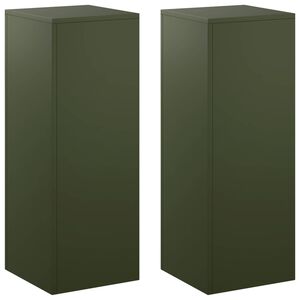 vidaXL Plant Stand 2 pcs Olive Green 30 x 30 x 80 cm Steel
