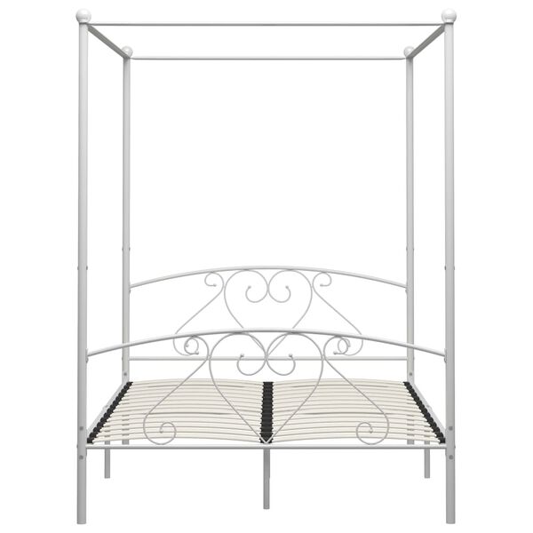 vidaXL Bed Frame without Mattress with Canopy White 140x200 cm Metal