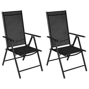 vidaXL Folding Garden Chairs 2 pcs Aluminium and Textilene Black