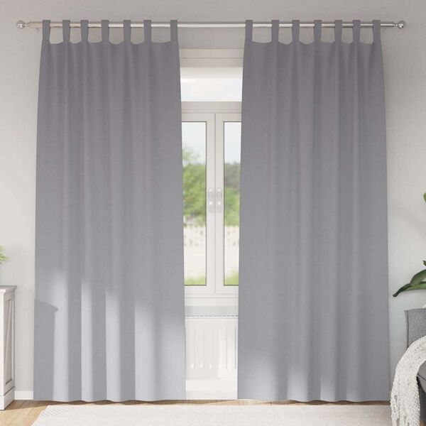 vidaXL Blackout Curtains with Rings 2 pcs Light Grey 245 x 140 cm