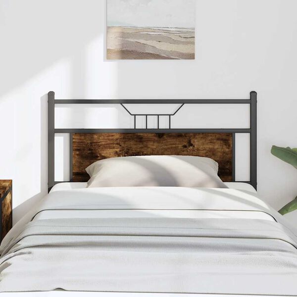 vidaXL Headboard Smoked Oak 107 cm Engineered Wood and Steel