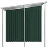 vidaXL Garden Shed with Extended Roof Green 346x193x181 cm Steel