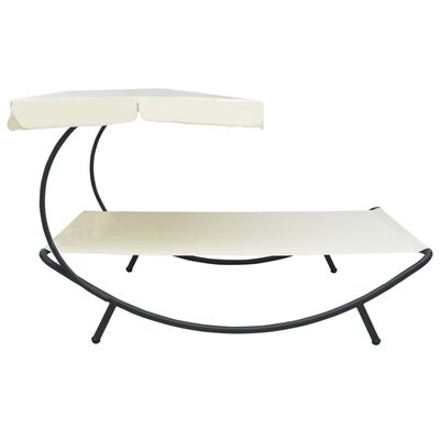 vidaXL Outdoor Lounge Bed with Canopy Cream White