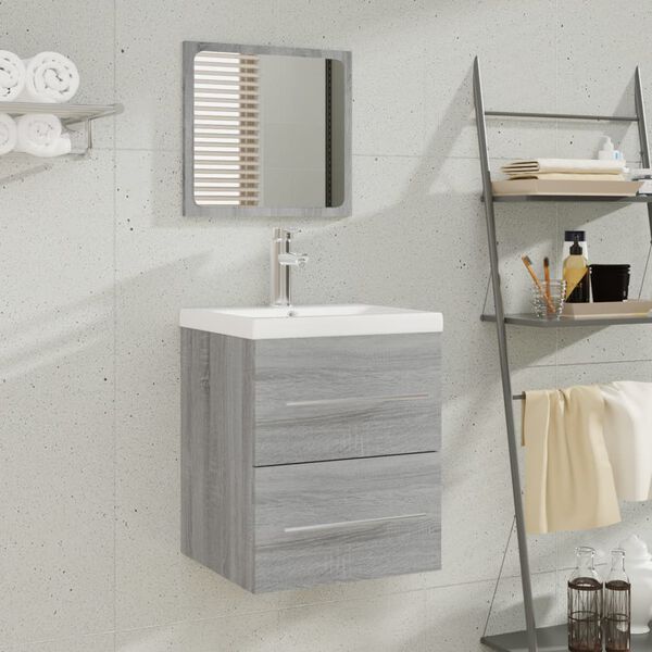 vidaXL Sink Cabinet with Built-in Basin Grey Sonoma Engineered Wood
