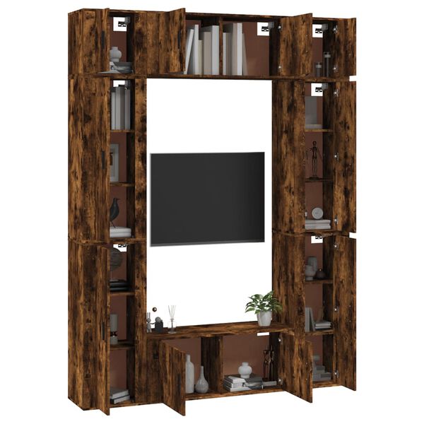 vidaXL 8 Piece TV Cabinet Set Smoked Oak Engineered Wood