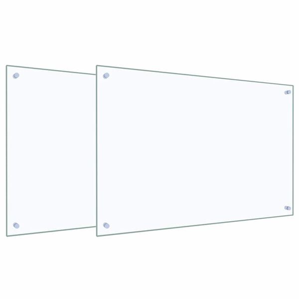 vidaXL Kitchen Backsplash 2 pcs Transparent 90 x 60 cm Tempered Glass