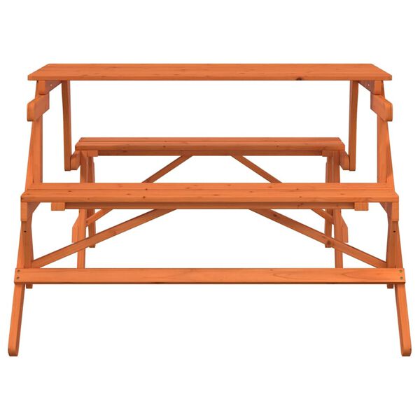vidaXL Picnic Table with Benches Solid Wood Fir 2-in-1 Convertible