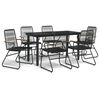 vidaXL 7 Piece Garden Dining Set Black PVC Rattan