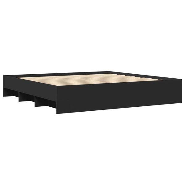 vidaXL Bed Frame without Mattress Black 180x200 cm Super King Engineered Wood