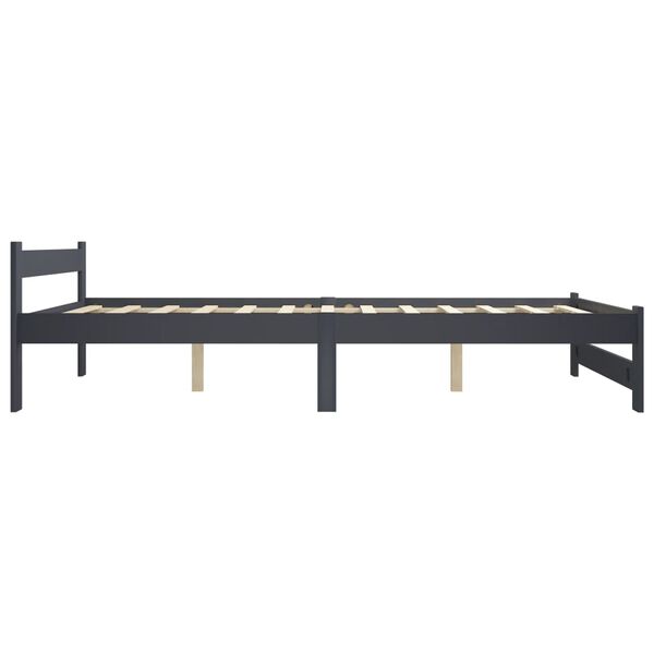 vidaXL Bed Frame without Mattress Dark Grey Solid Pinewood 160x200 cm (322023+2x321990)