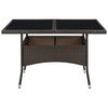 vidaXL Outdoor Dining Table Brown Poly Rattan and Glass