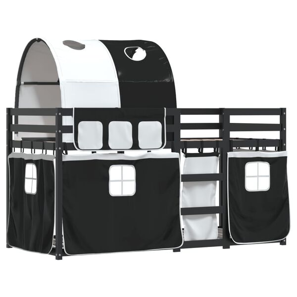 vidaXL Bunk Bed without Mattress White&Black 90x200 cm Solid Wood Pine