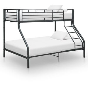 vidaXL Bunk Bed Frame without Mattress Black Metal 140x200cm/90x200cm