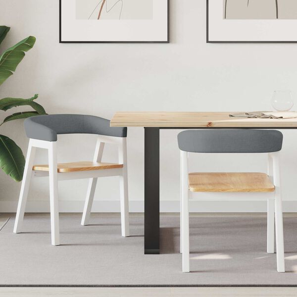 vidaXL Dining Chairs 2 pcs White 54 x 57 x 73 cm Solid Rubber Wood