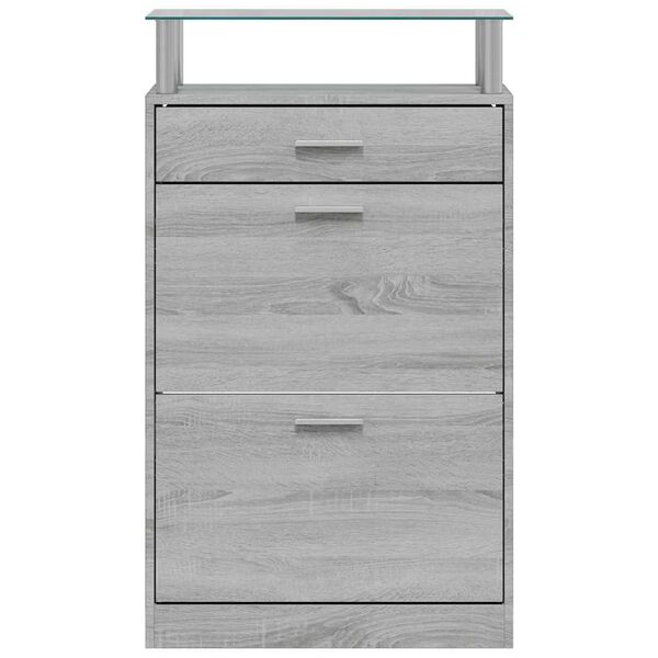 vidaXL Shoe Cabinet Grey Sonoma 63x24x104 cm Engineered Wood