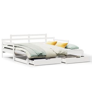 vidaXL Daybed with Trundle and Drawers without Mattress White 90x200 cm