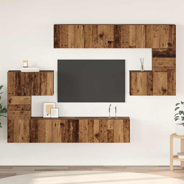 vidaXL TV Cabinet Set Wall-mounted 8 pcs Old Wood Engineered Wood