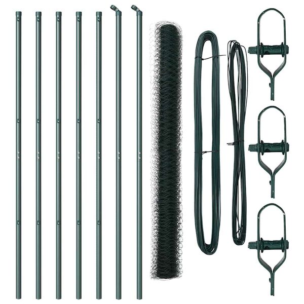 vidaXL Fence Post Green 10 x 1.6 m (36 mm mesh) Steel and PVC