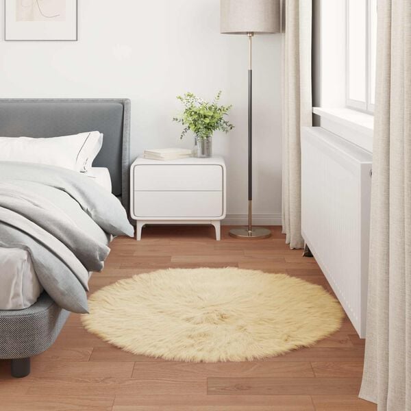 vidaXL Faux Sheepskin Rug Tafalla Cream &Oslash; 80 cm Polyester
