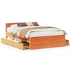 vidaXL Bed Frame without Mattress with Headboard Wax Brown 150x200 cm King Size Solid Wood Pine