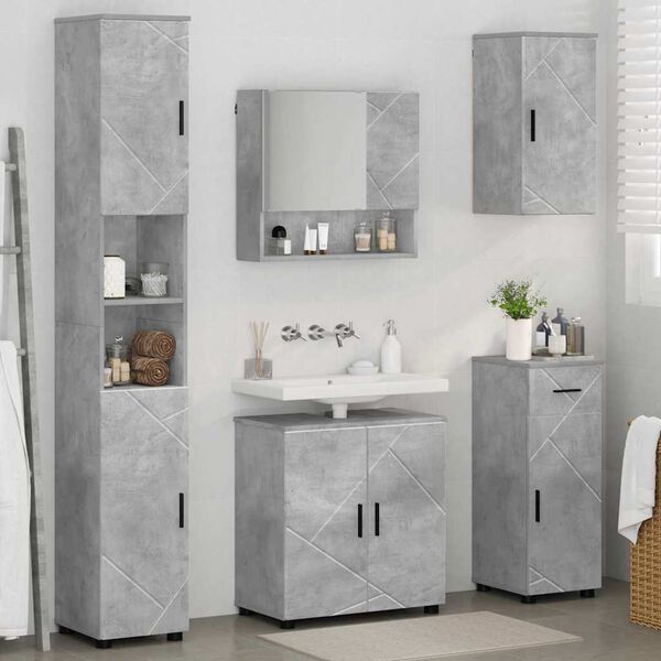 vidaXL Bathroom Furniture Set with Drawer 5 pcs Concrete Grey