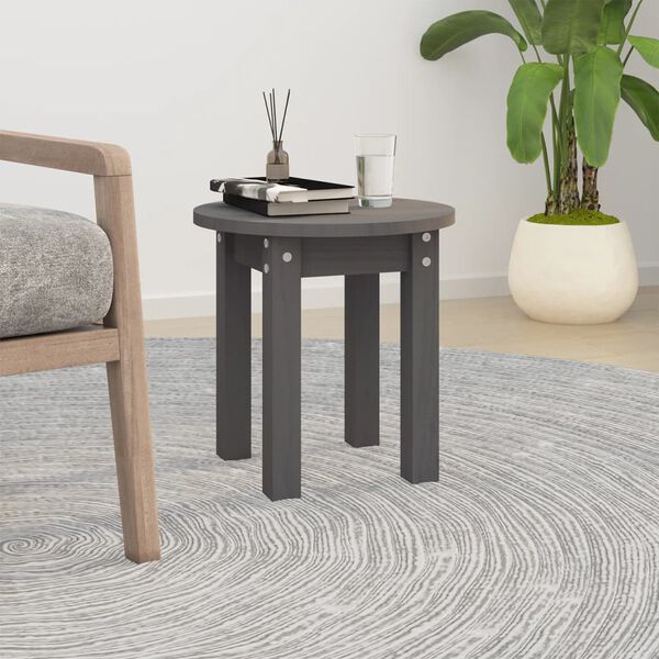 vidaXL Coffee Table Grey Ø 35x35 cm Solid Wood Pine